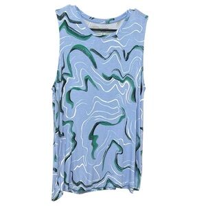 Nine West Soft Spun Blue and Green Women's Sleeveless Top Size Large